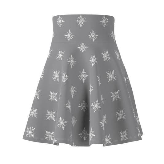 Women's Skater Skirt Geometric Snowflake Grey