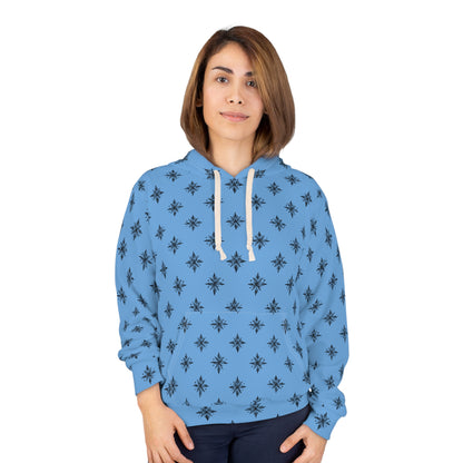 Unisex Pullover Hoodie Geometric Snowflake 001 Light Blue