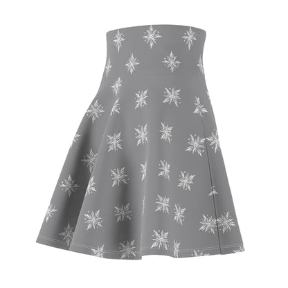 Women's Skater Skirt Geometric Snowflake Grey