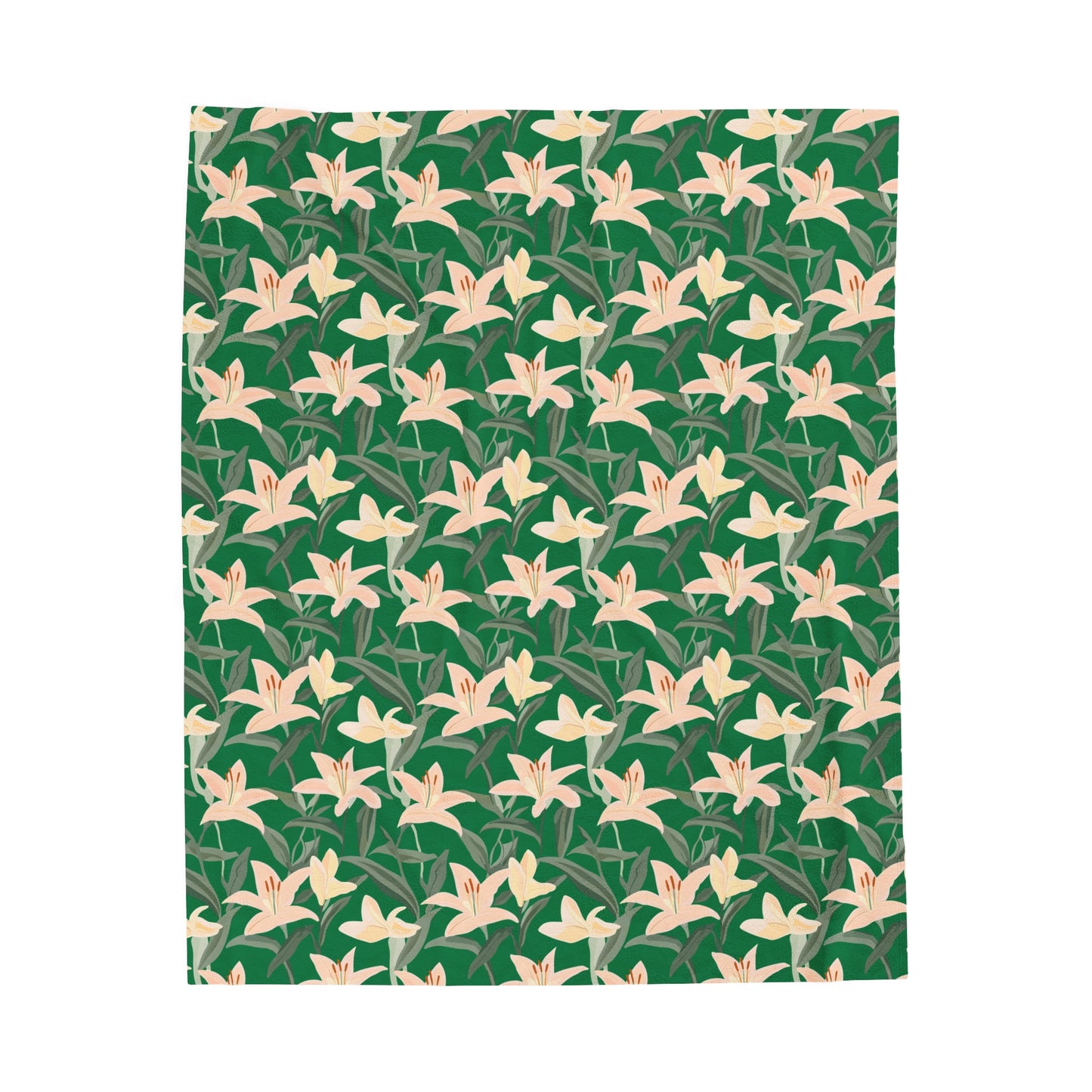 Velveteen Plush Blanket - Flower Blossum - Green