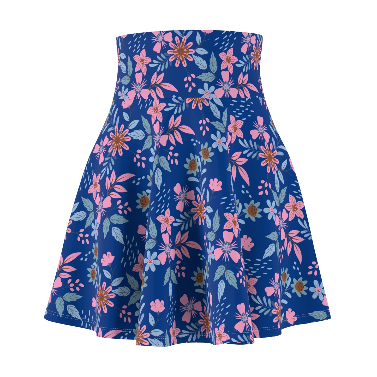 Women's Skater Skirt - Floral - Blue