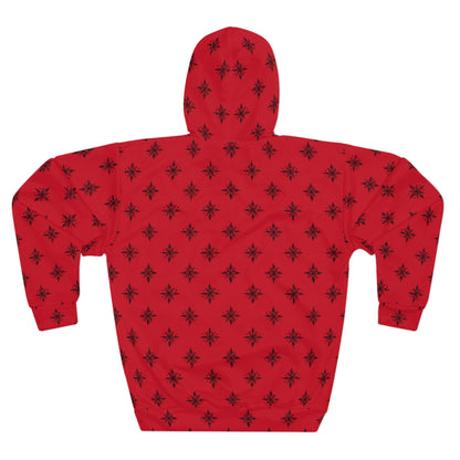 Unisex Pullover Hoodie Geometric Snowflake 001 Dark Red