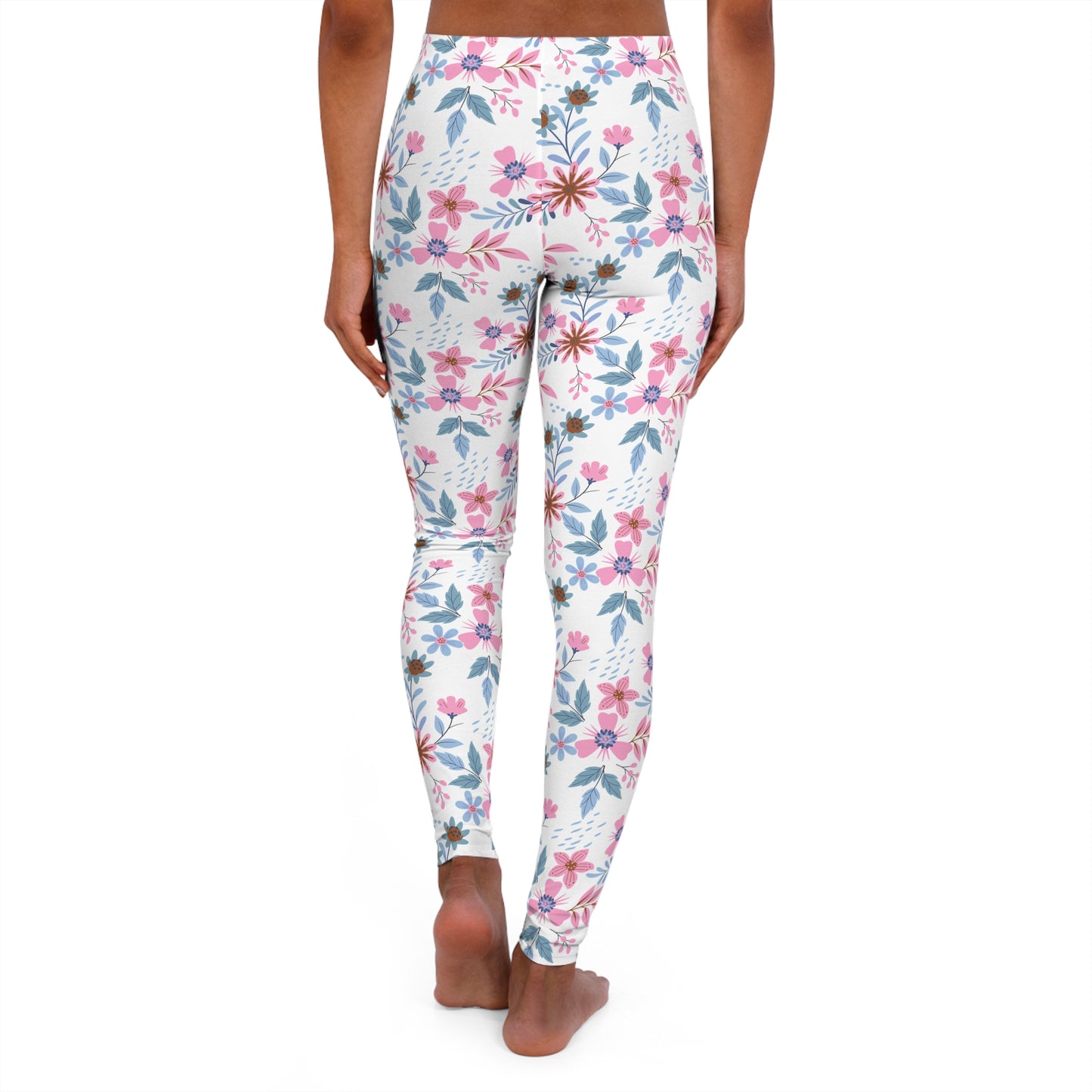 Women's Casual Spandex Leggings - Floral - White