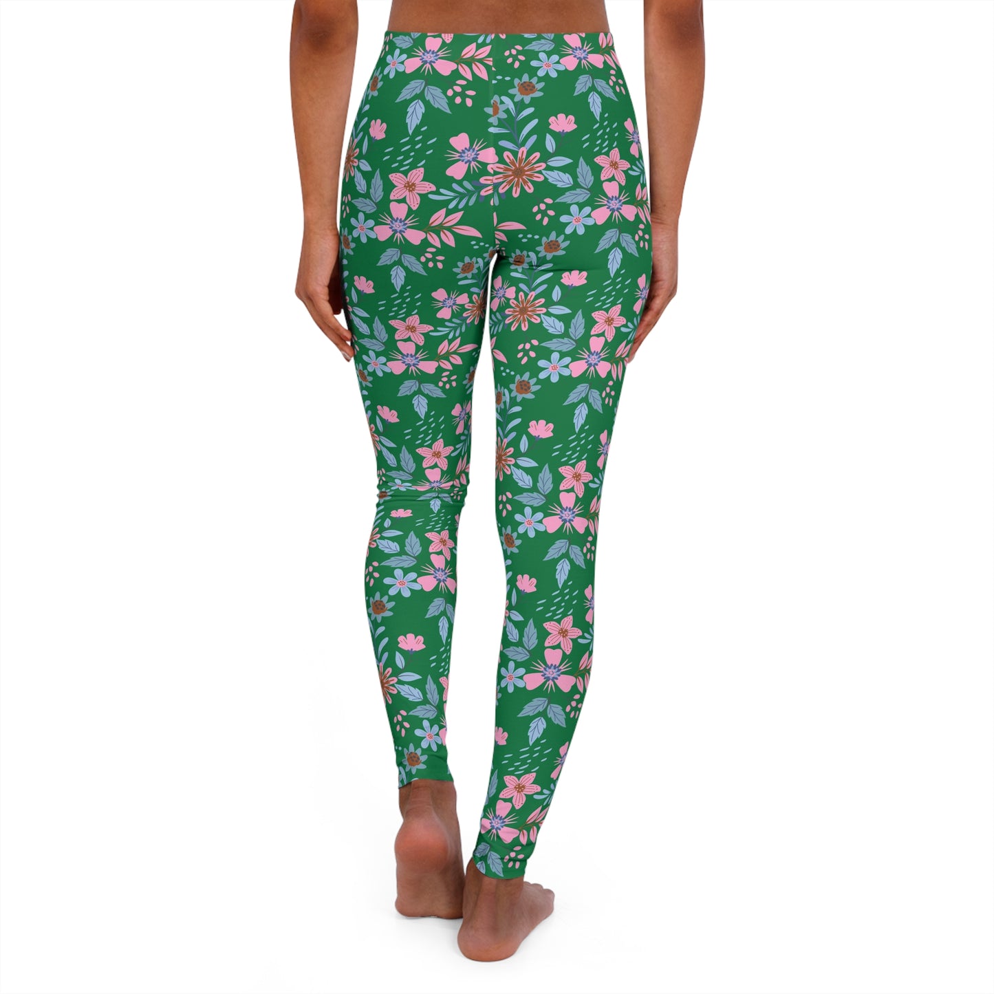 Women's Casual Spandex Leggings - Floral - Green