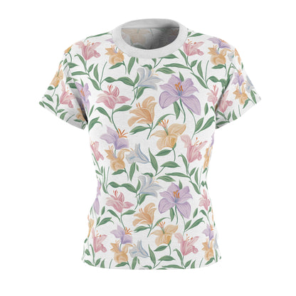 Women's Cut & Sew Tee - Flower Bouquet Print - White