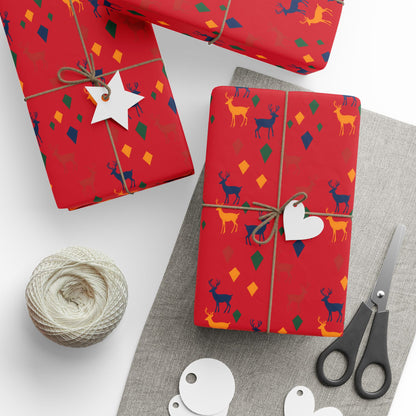 Wrapping Papers Christmas Reindeer Red