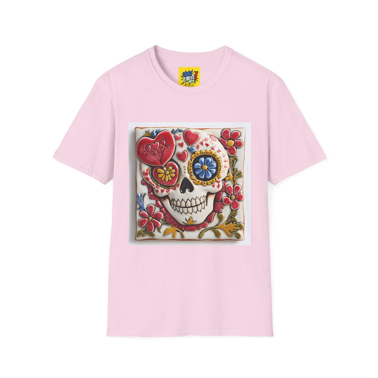 Valentine's Sugar Skull themed Unisex Soft-style Tee - 03