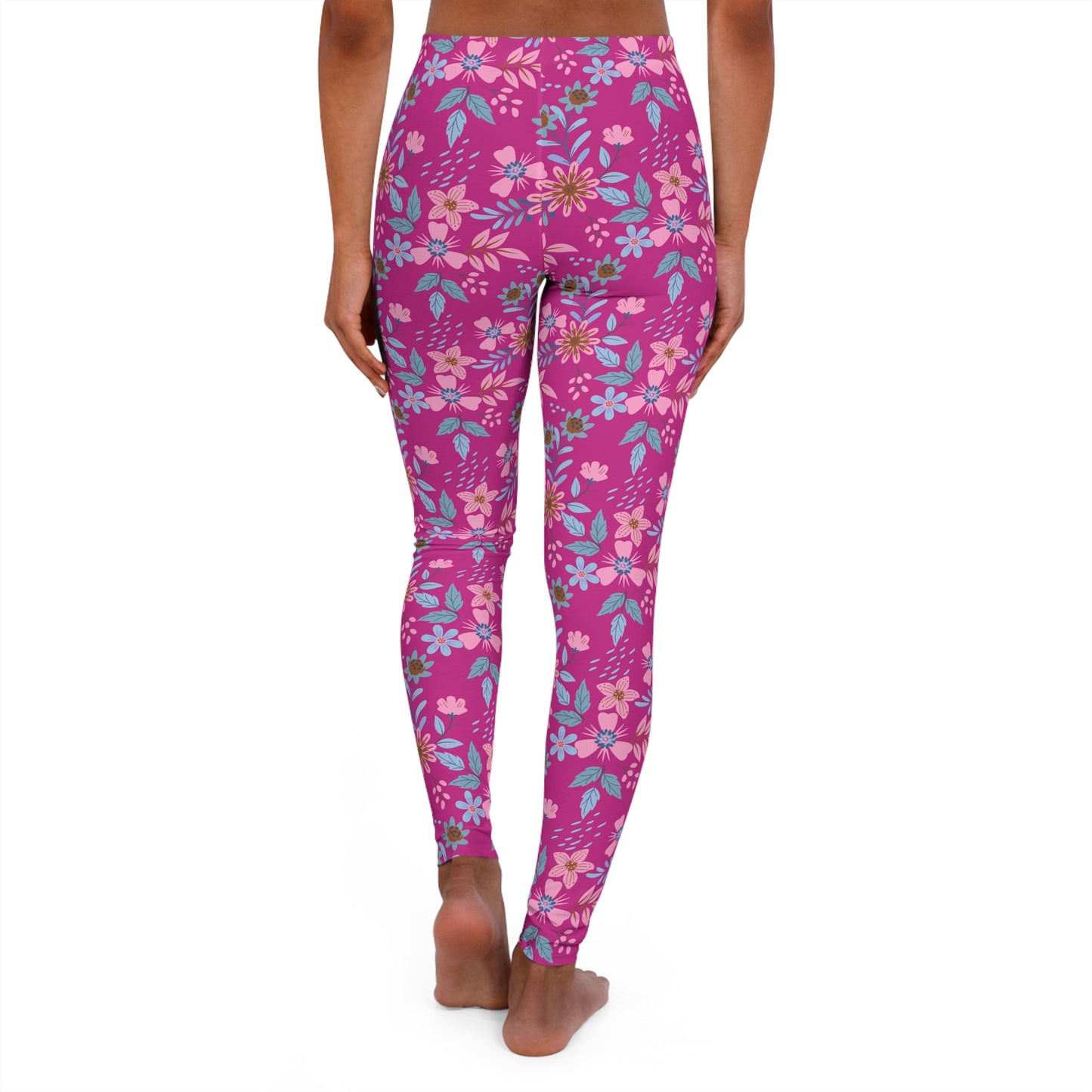 Women's Casual Spandex Leggings - Floral - Pink