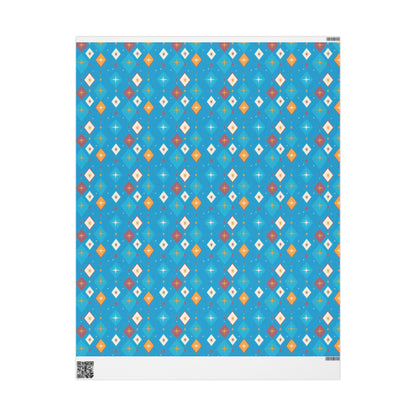 Wrapping Papers Christmas Diamond Stars Turquoise