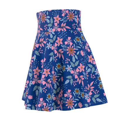 Women's Skater Skirt - Floral - Blue