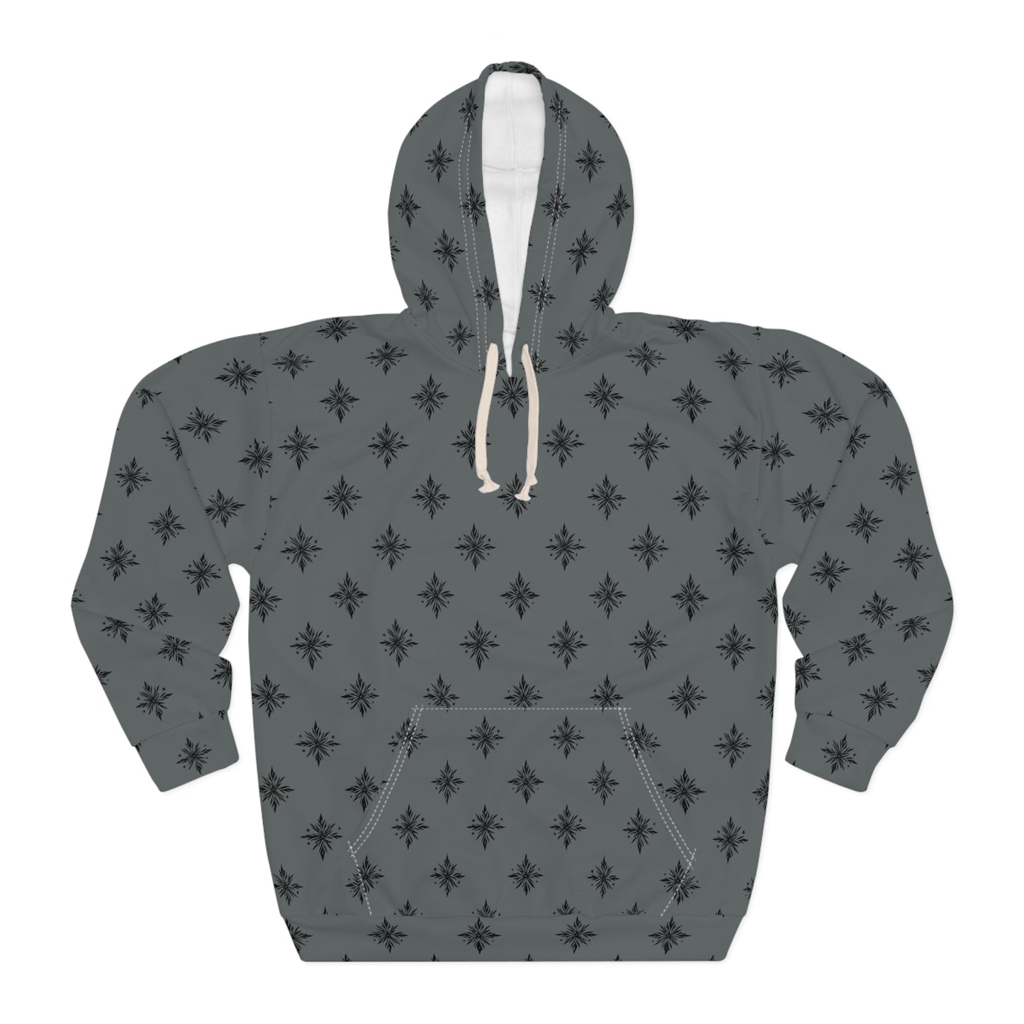 Unisex Pullover Hoodie Geometric Snowflake 001 Dark Grey