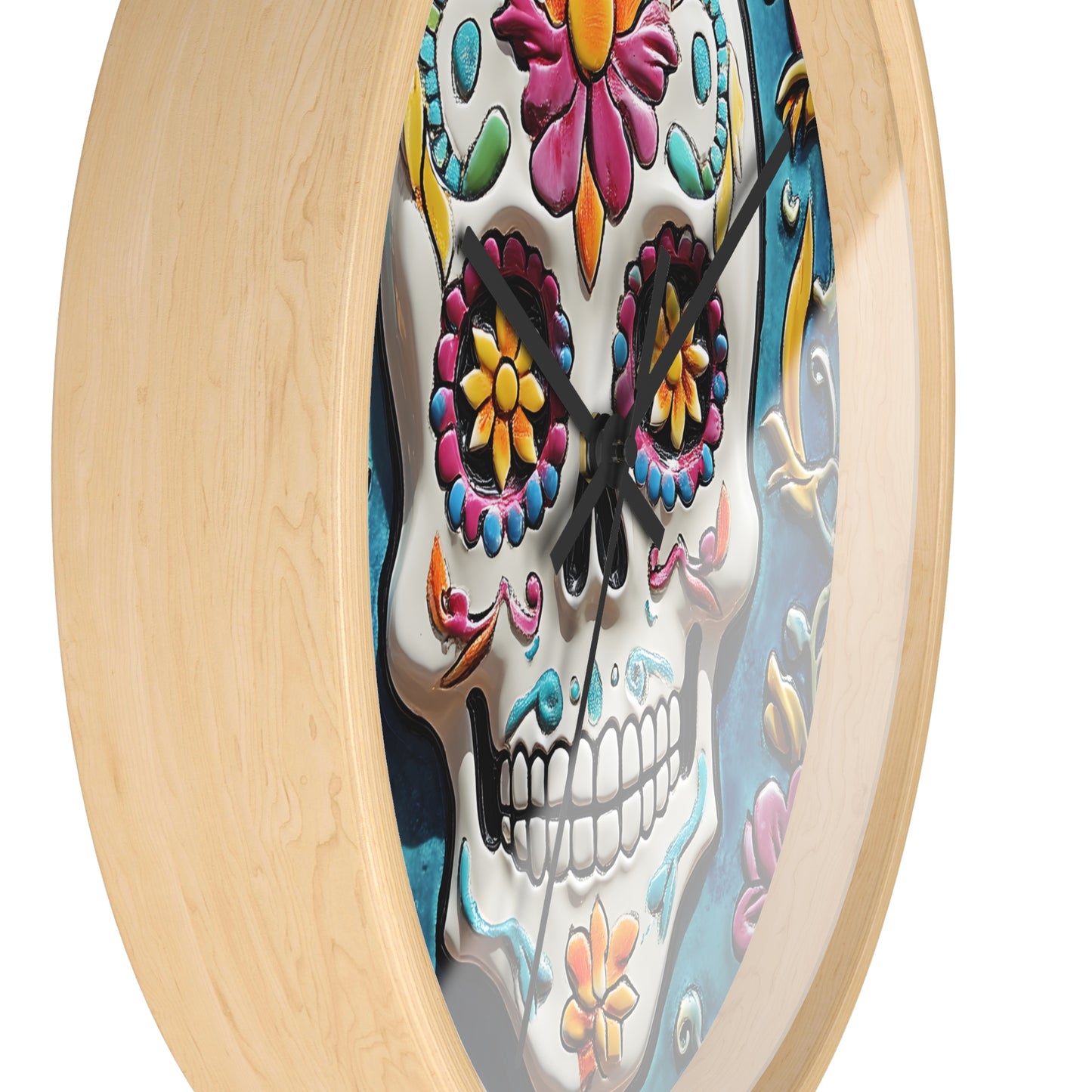 Sugar Skull Wall Clock 01 Day of the Dead Dia de Los Muertos Halloween Decor