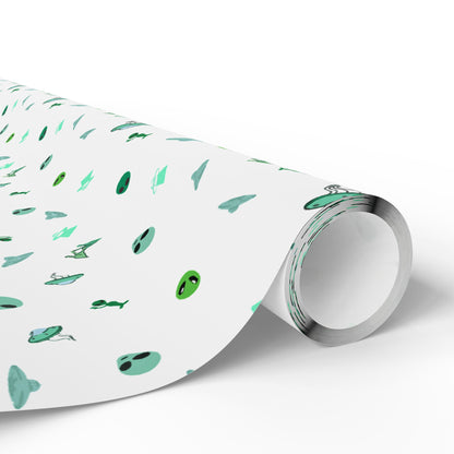 White-UFO Aliens - Wrapping Papers