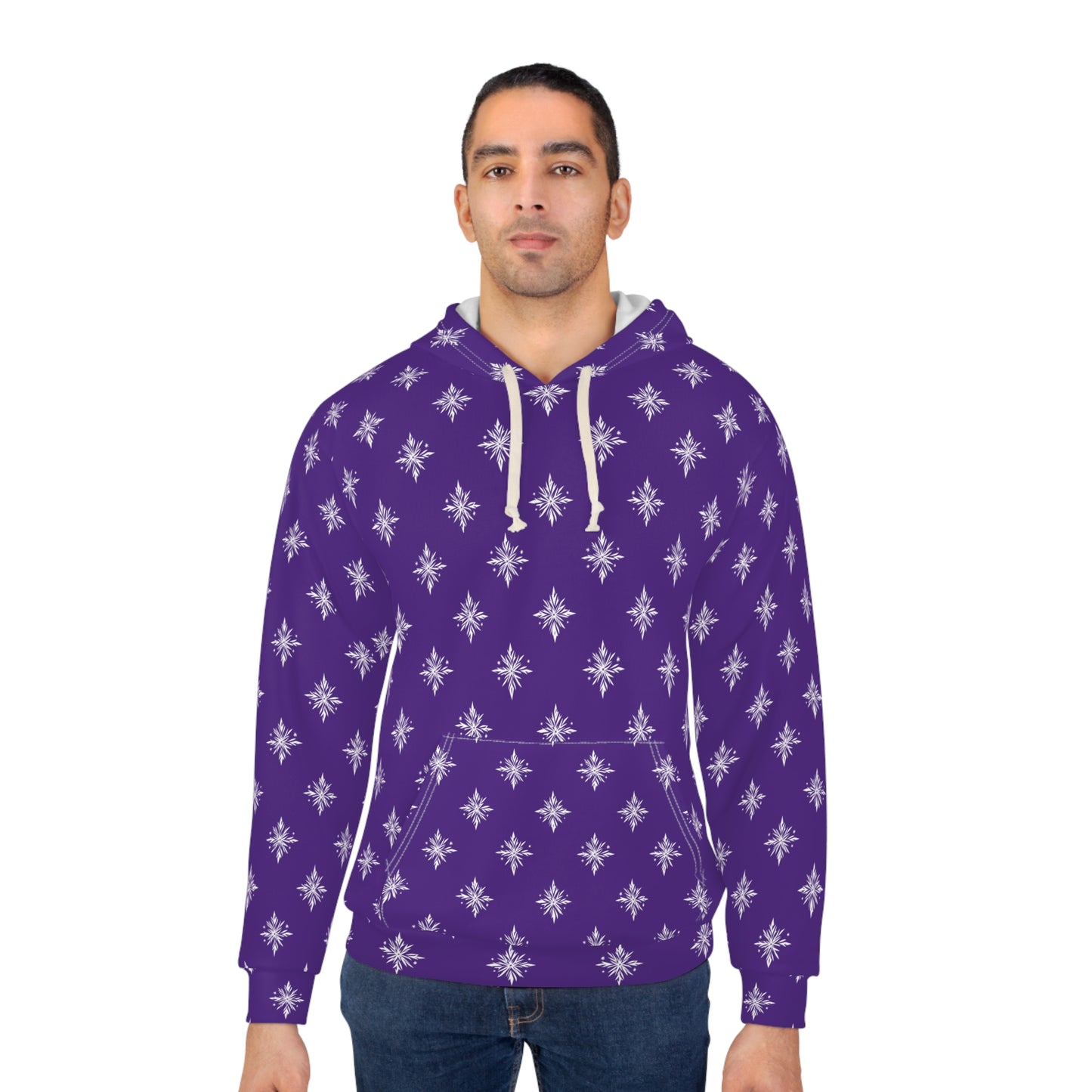 Unisex Pullover Hoodie Geometric Snowflake 002 Purple