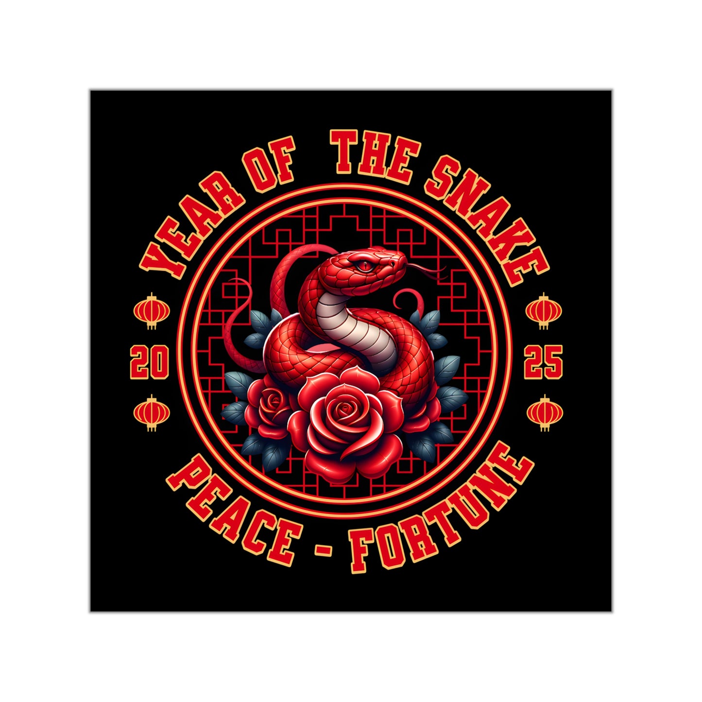 Year of the Snake 2025 Vinyl Sticker Black Background