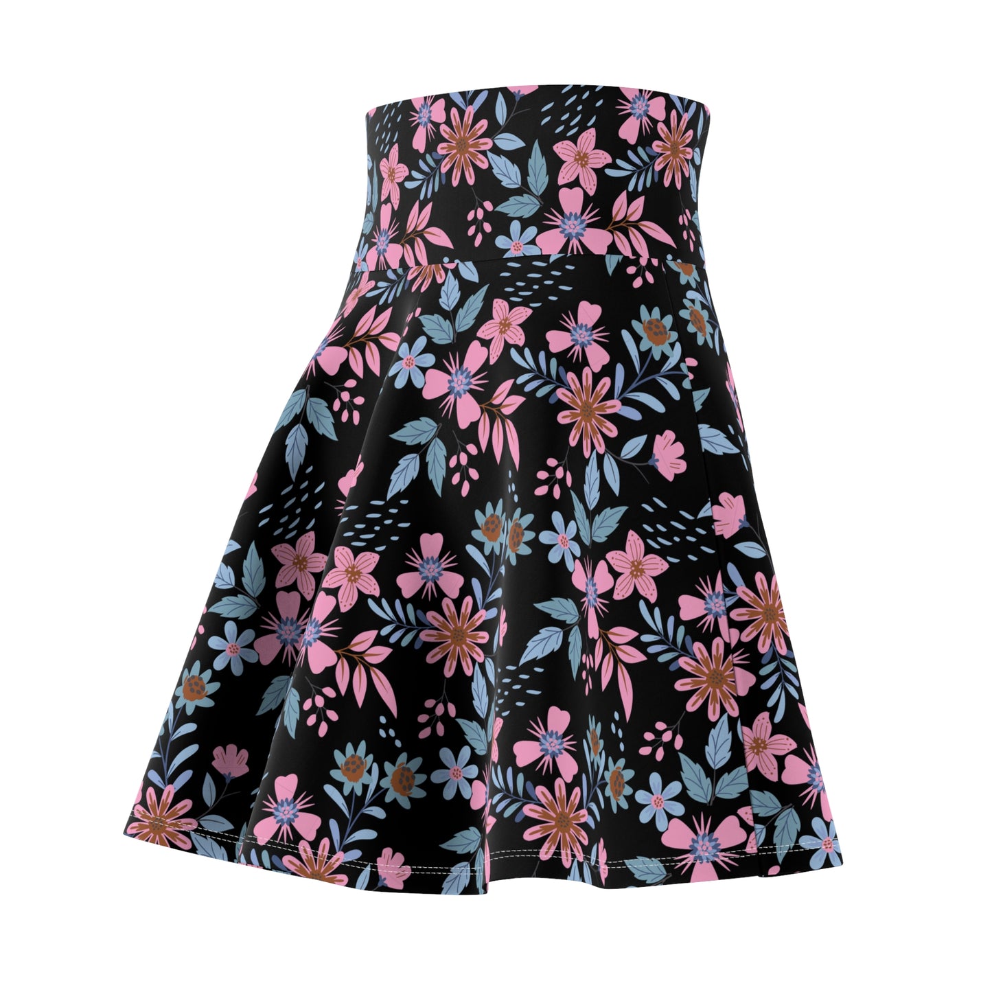 Women's Skater Skirt - Floral - Black