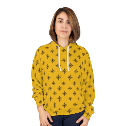 Unisex Pullover Hoodie Geometric Snowflake 001 Yellow