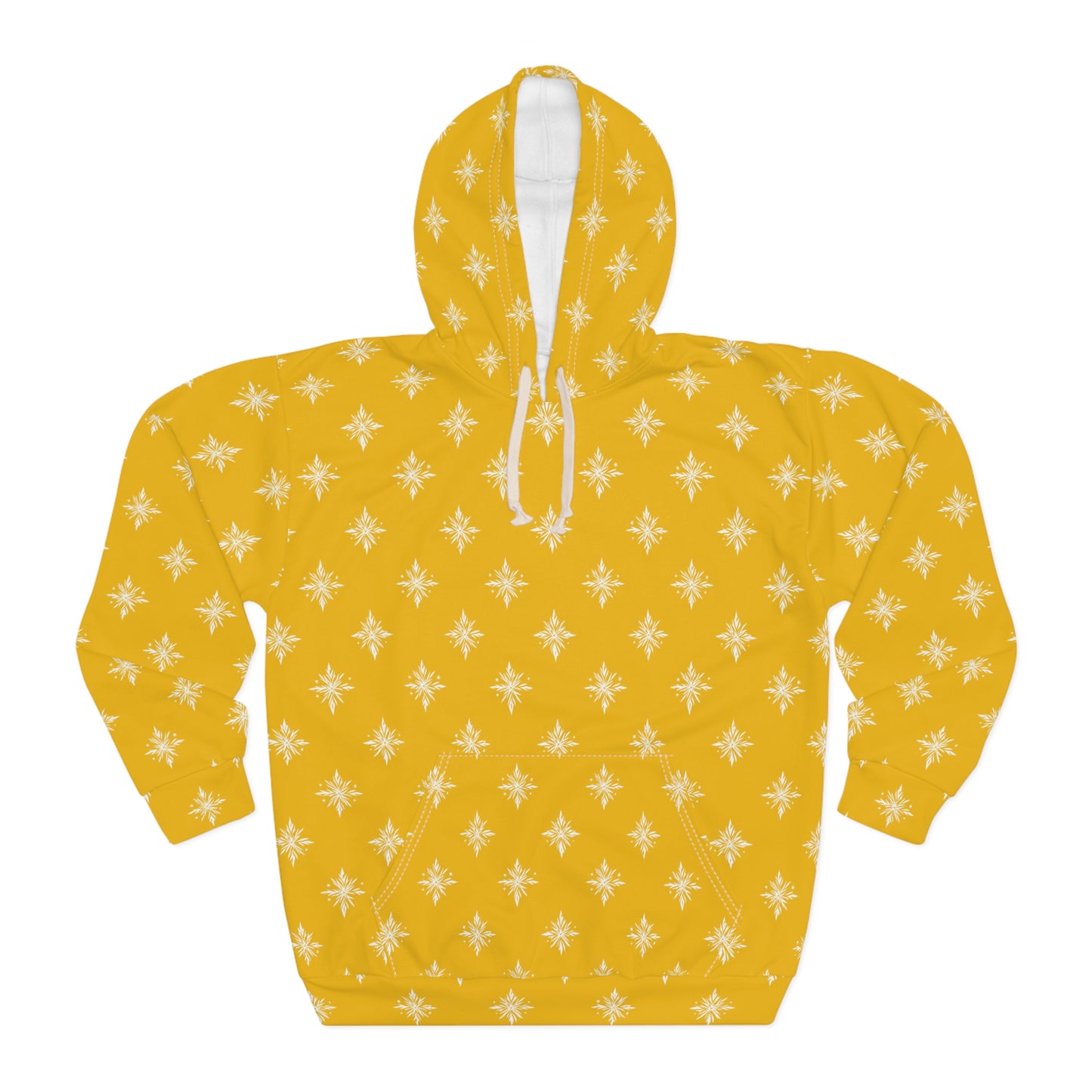 Unisex Pullover Hoodie Geometric Snowflake 002 Yellow