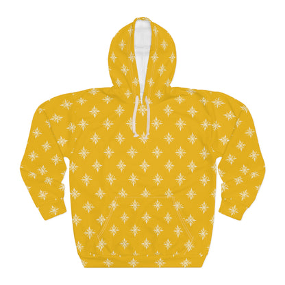 Unisex Pullover Hoodie Geometric Snowflake 002 Yellow