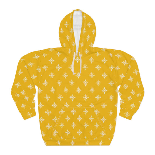 Unisex Pullover Hoodie Geometric Snowflake 002 Yellow