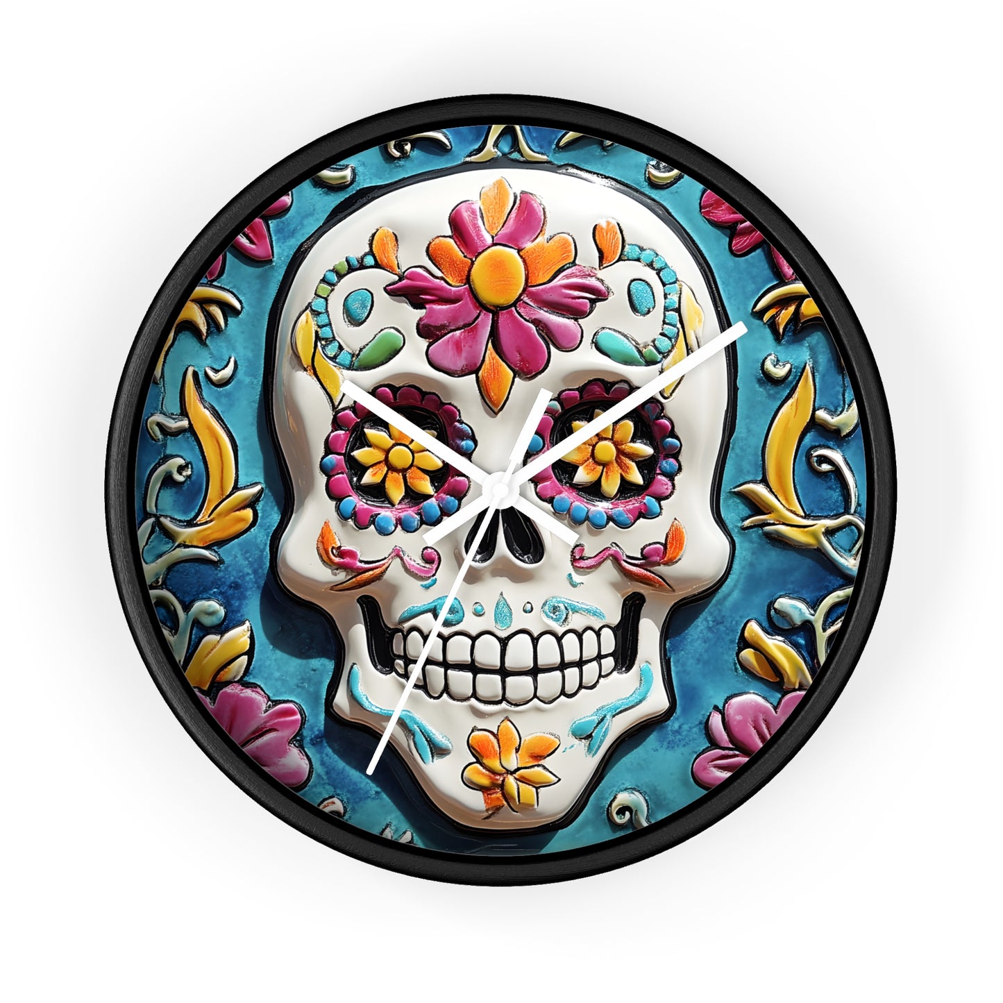 Sugar Skull Wall Clock 01 Day of the Dead Dia de Los Muertos Halloween Decor