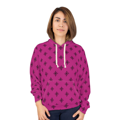 Unisex Pullover Hoodie Geometric Snowflake 001 Pink