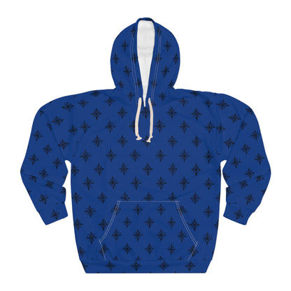 Unisex Pullover Hoodie Geometric Snowflake 001 Dark Blue