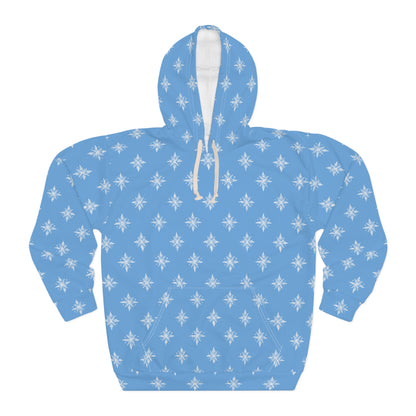 Unisex Pullover Hoodie Geometric Snowflake 002 Light Blue