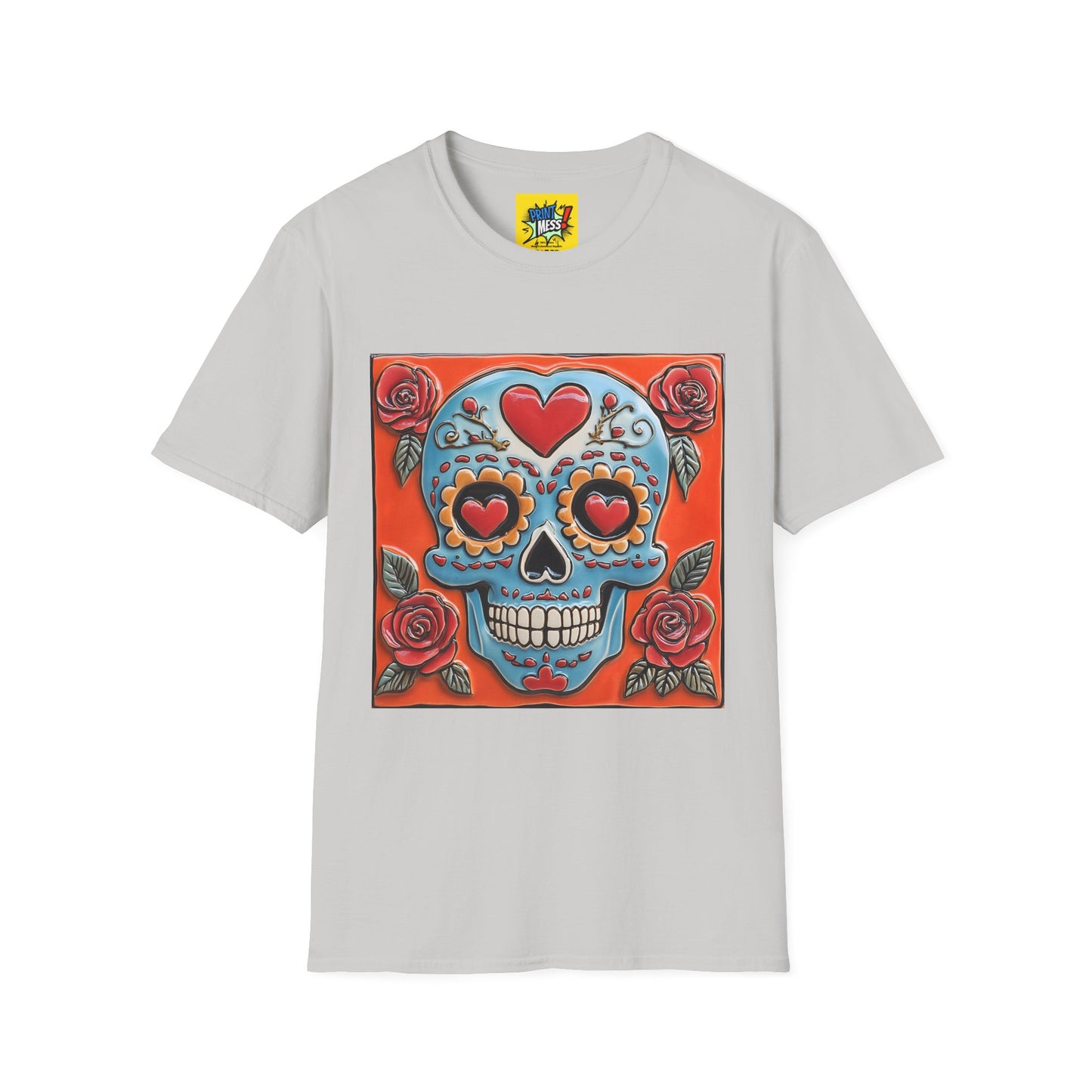 Valentine's Sugar Skull themed Unisex Soft-style Tee - 12