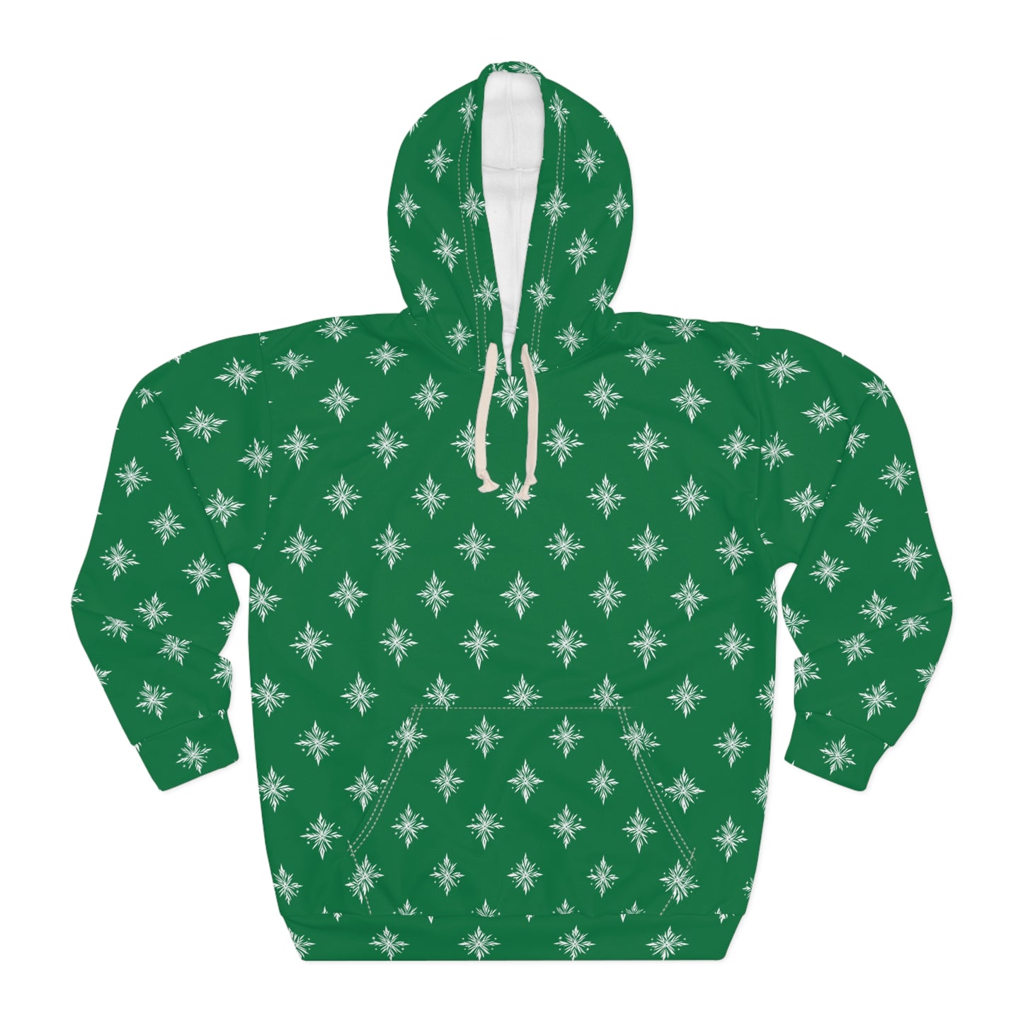 Unisex Pullover Hoodie Geometric Snowflake 002 Dark Green