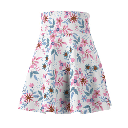 Women's Skater Skirt - Floral - White