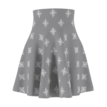 Women's Skater Skirt Geometric Snowflake Grey