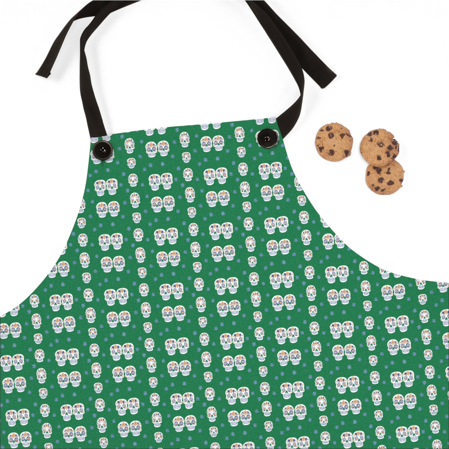 Sugar Skull Apron 04 - Day of the Dead Dia de Los Muertos Kitchen Cooking Chef Gift, Halloween Costume, Mexican Fiesta, Skull Lover, Gothic