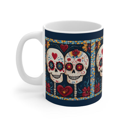 Valentines Day Sugar Skull Mug 11oz Day of the Dead Gothic Cozy Kitchen Decor 05