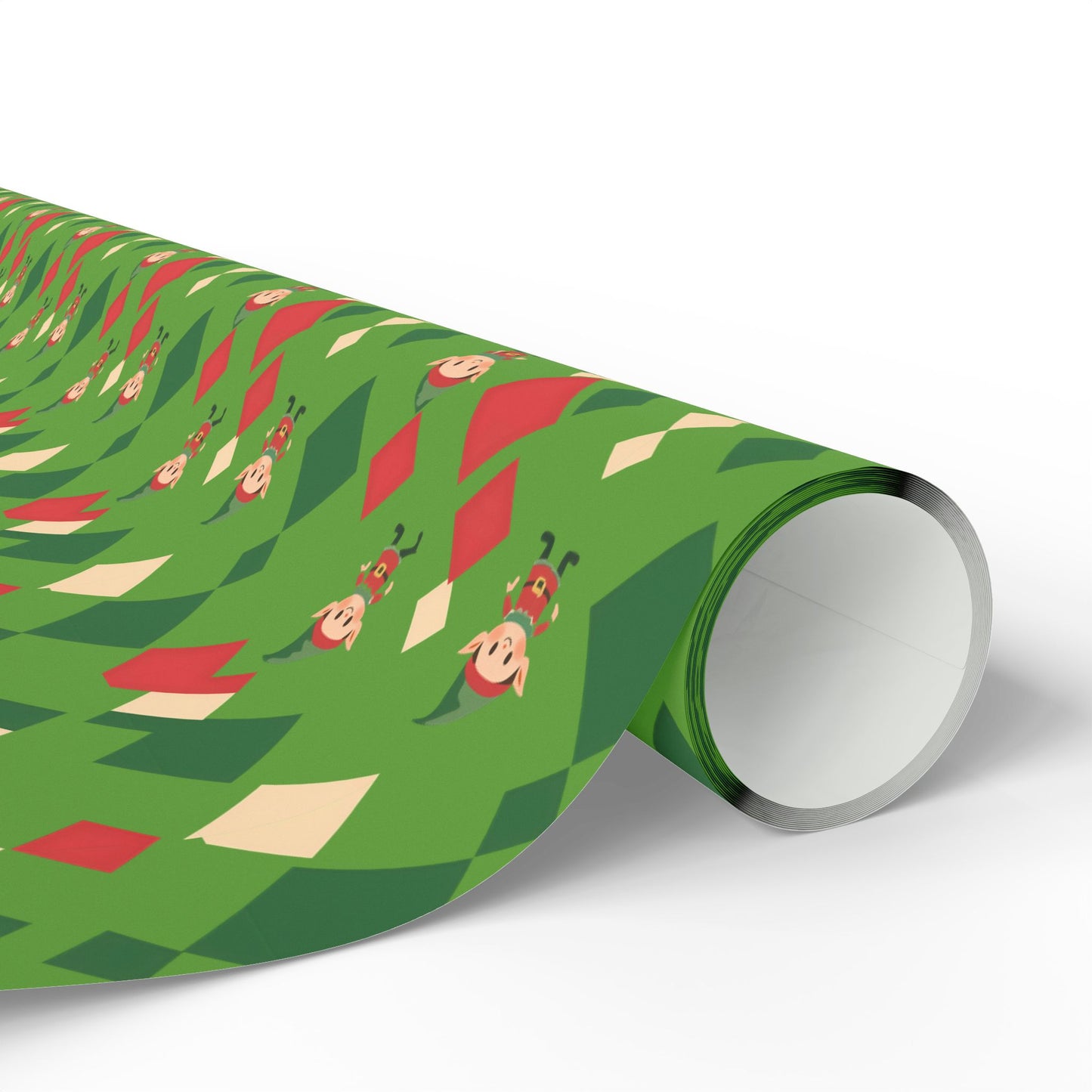 Wrapping Papers Christmas Elves Dance Green