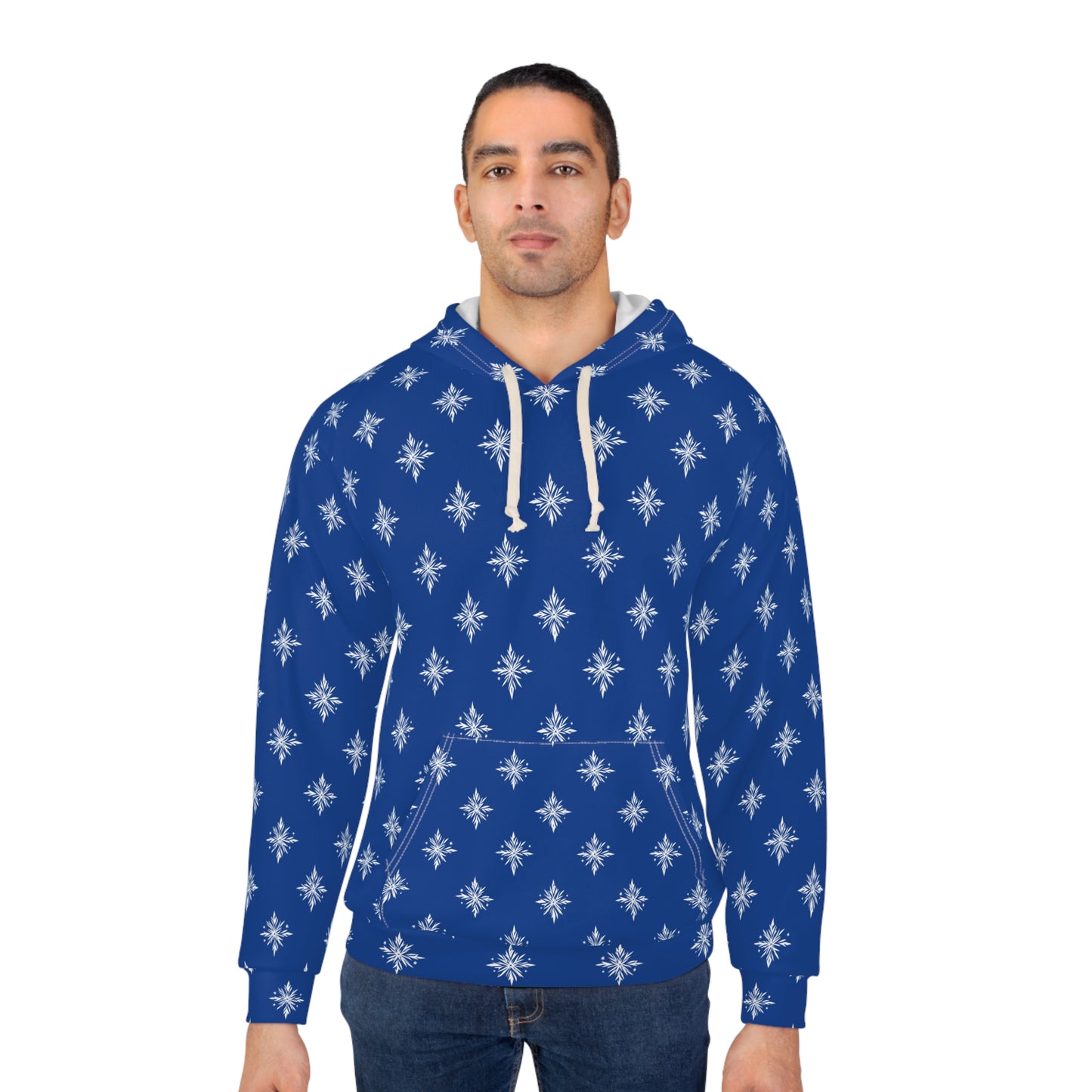 Unisex Pullover Hoodie Geometric Snowflake 002 Blue