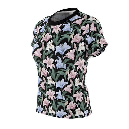 Women's Cut & Sew Tee - Flower Floret Print - Black