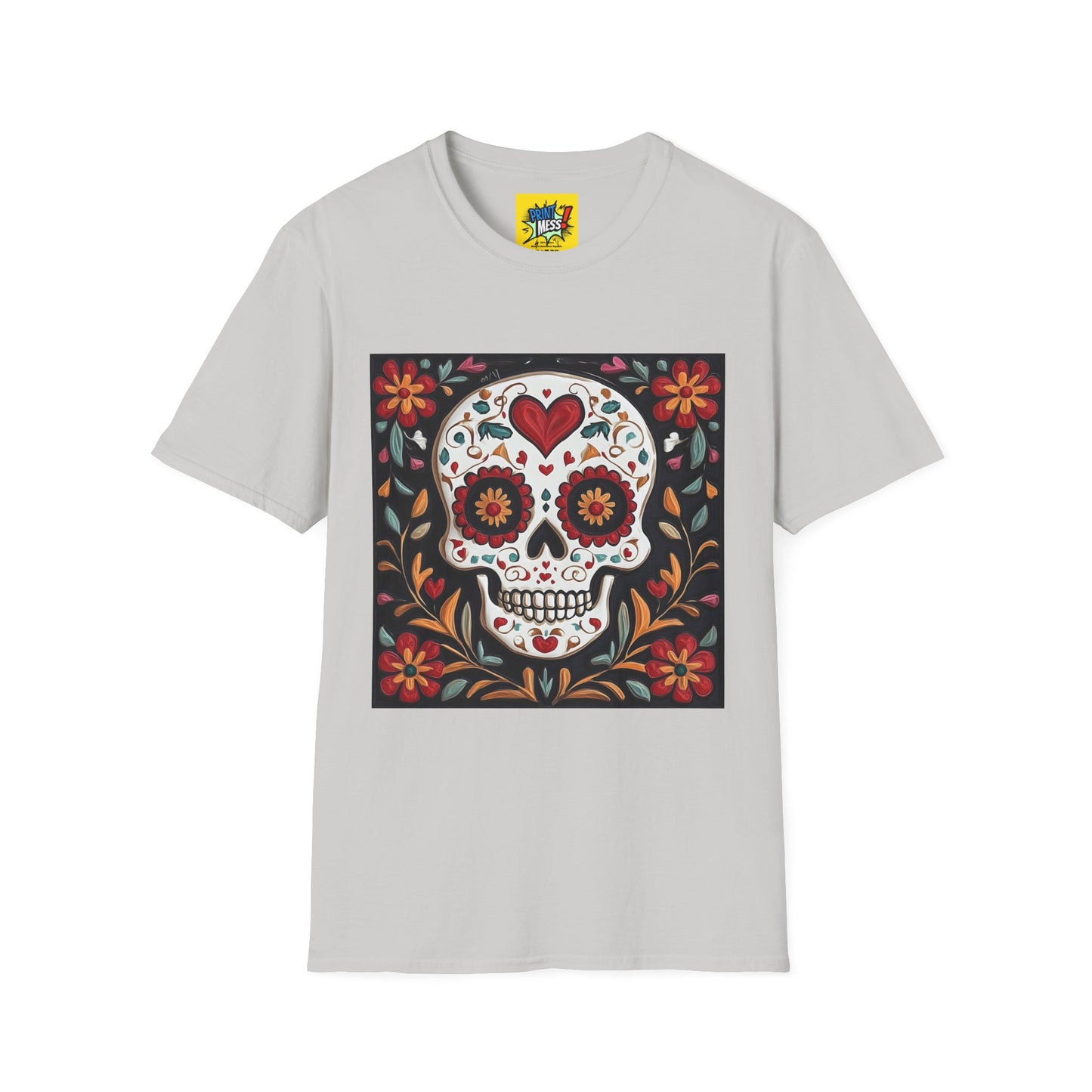 Valentine's Sugar Skull themed Unisex Soft-style Tee - 04