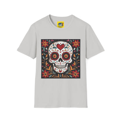 Valentine's Sugar Skull themed Unisex Soft-style Tee - 04