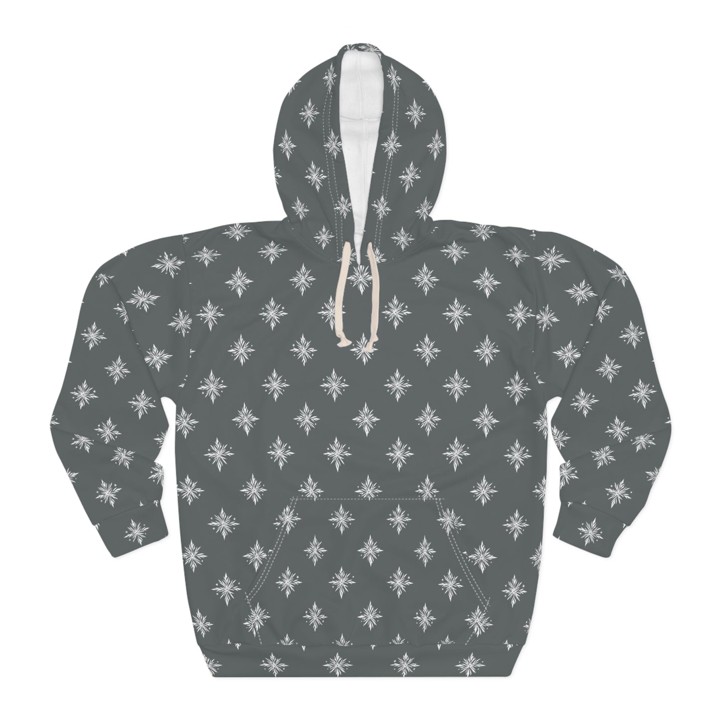 Unisex Pullover Hoodie Geometric Snowflake 002 Dark Grey