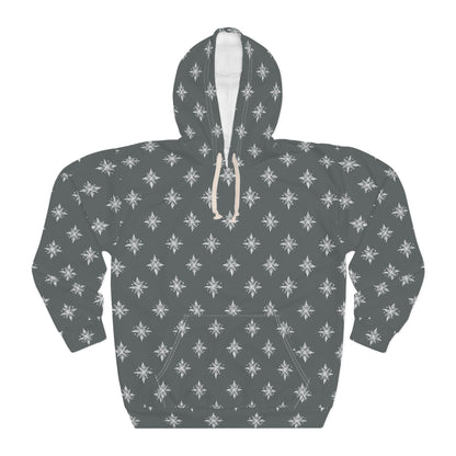 Unisex Pullover Hoodie Geometric Snowflake 002 Dark Grey