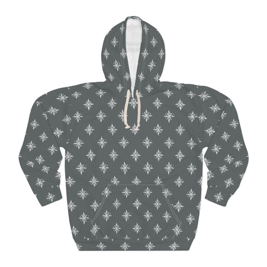 Unisex Pullover Hoodie Geometric Snowflake 002 Dark Grey