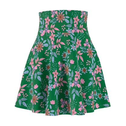 Women's Skater Skirt - Floral - Green