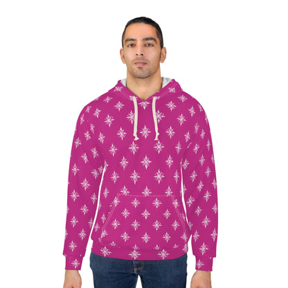 Unisex Pullover Hoodie Geometric Snowflake 002 Pink