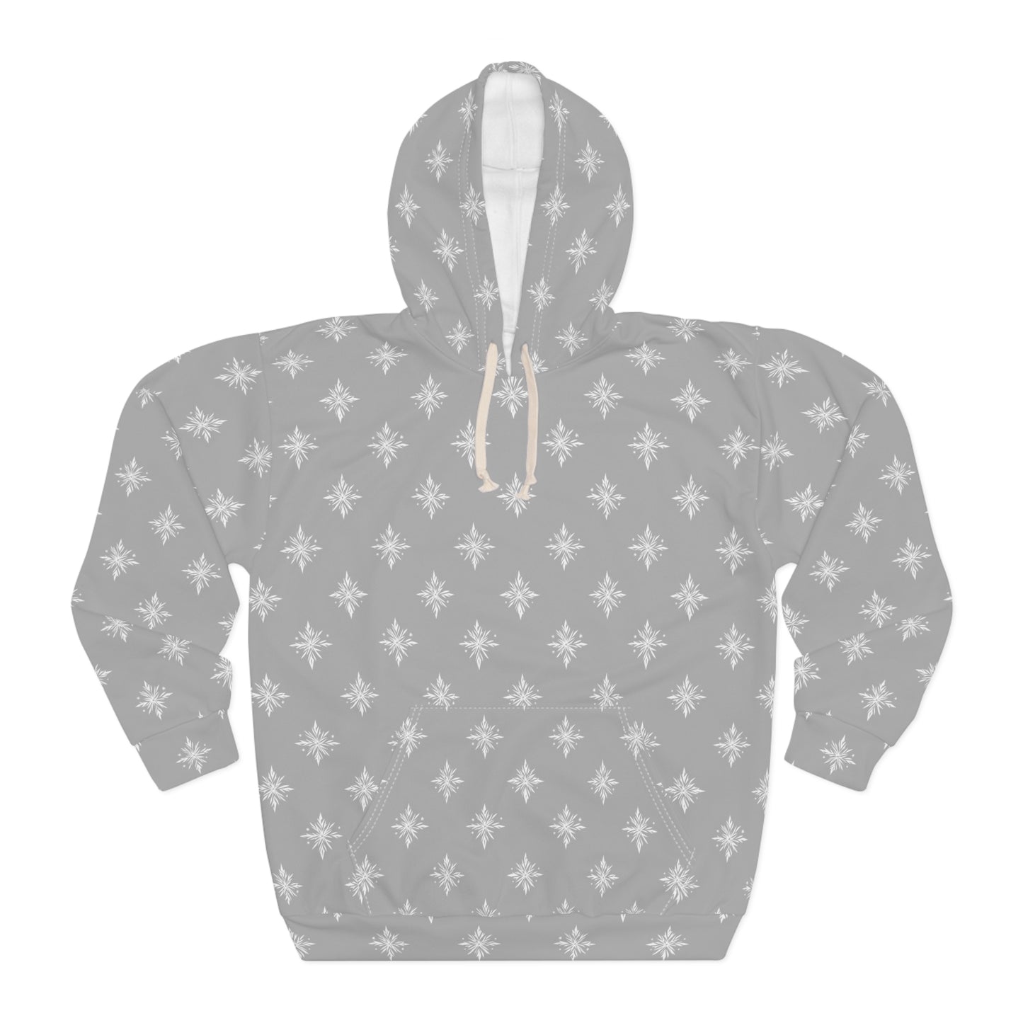 Unisex Pullover Hoodie Geometric Snowflake 002 Light Grey