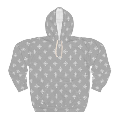 Unisex Pullover Hoodie Geometric Snowflake 002 Light Grey