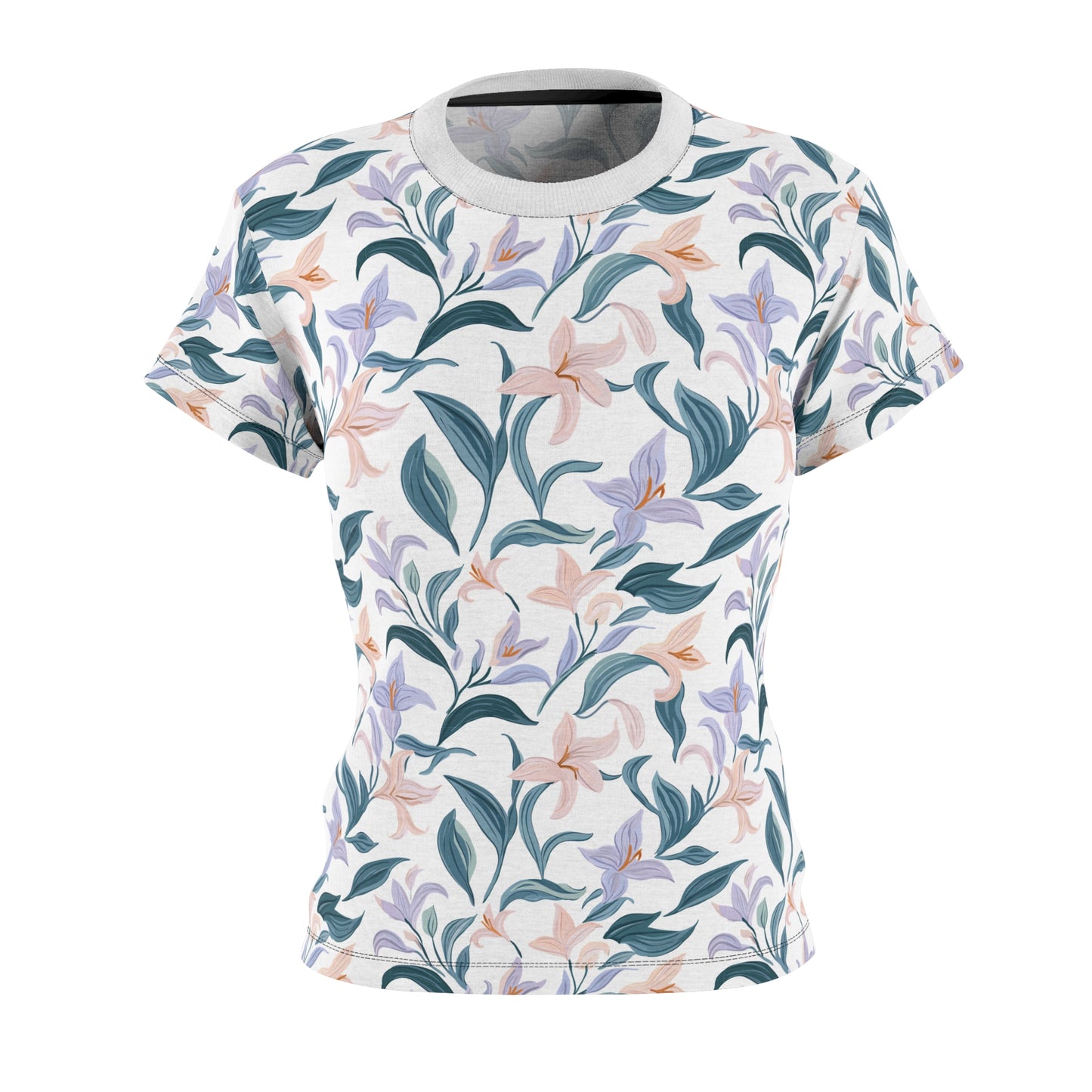 Women's Cut & Sew Tee - Flower Bloom Print - White