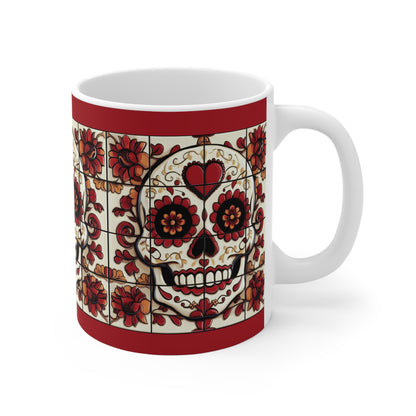 Valentines Day Sugar Skull Mug 11oz Day of the Dead Gothic Cozy Kitchen Decor 02