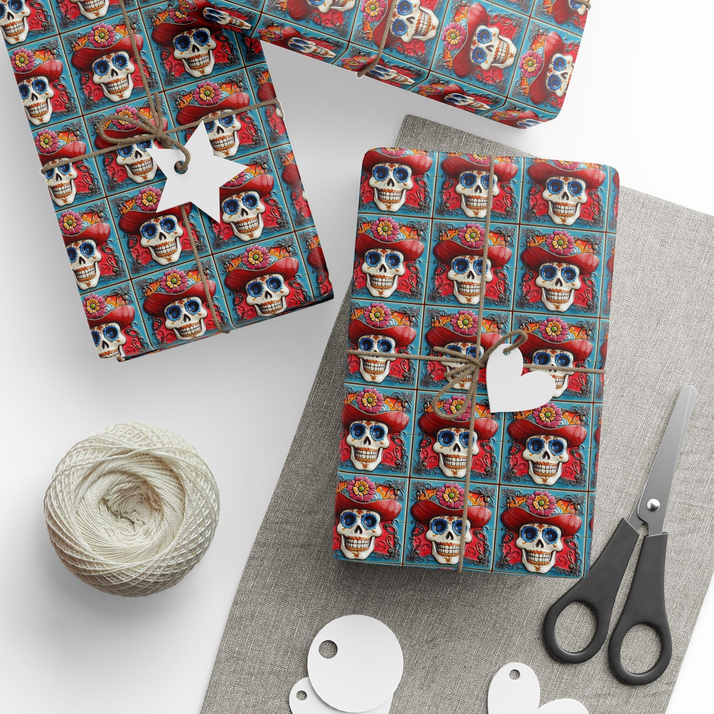 Wrapping Papers Day of the Dead Dia de Los Muertos - Sugar Skull Festive, Celebration Gift, 007