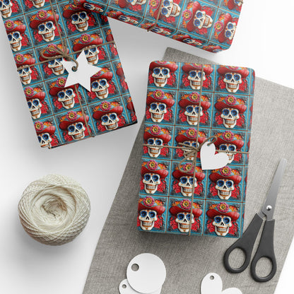 Wrapping Papers Day of the Dead Dia de Los Muertos - Sugar Skull Festive, Celebration Gift, 007